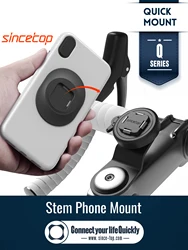 Bike Phone Holder,Bicycle Stem Phone Mount,Universal Aluminum MTB/RoadBike Cycling Phone Clamp Lock,Quick Attach/Detach-SeriesQ