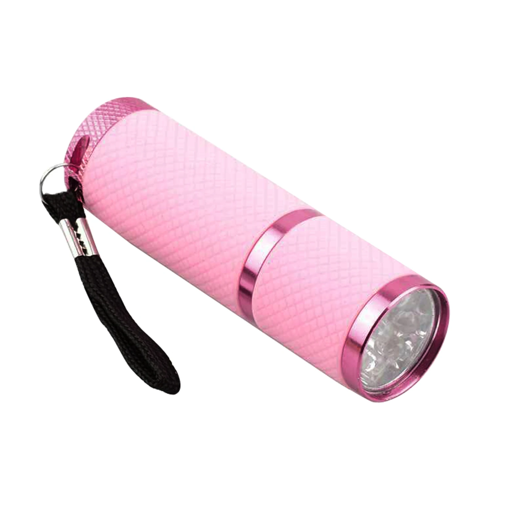 Mini linterna de 9 LED con revestimiento de goma rosa para exteriores