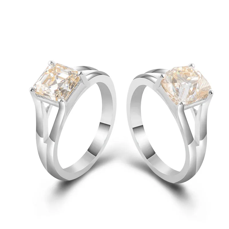 

Обручальные кольца из муассанита Provence Asscher Cut для женщин, стерлинговое серебро 925 пробы, пасьянс, обещание, обручальное кольцо, ювелирные изделия с GRA