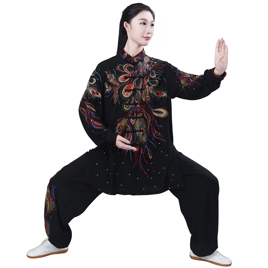 الصينية الكونغ فو تاي تشي التدريب ممارسة البدلة فنون الدفاع عن النفس تايجيكوان وشو موحدة زهرة التطريز الترتر القمم + فستان أطفال مع سروال داخلي 3 لذلك #4