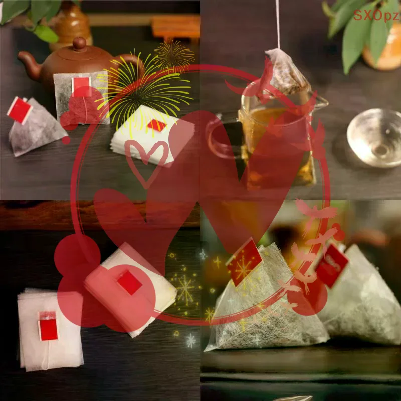 100Pcs Degradable Corn Fiber Heat-sealable Empty Tea Bags With String Filter Paper Teabags Disposable Transparent Teabags