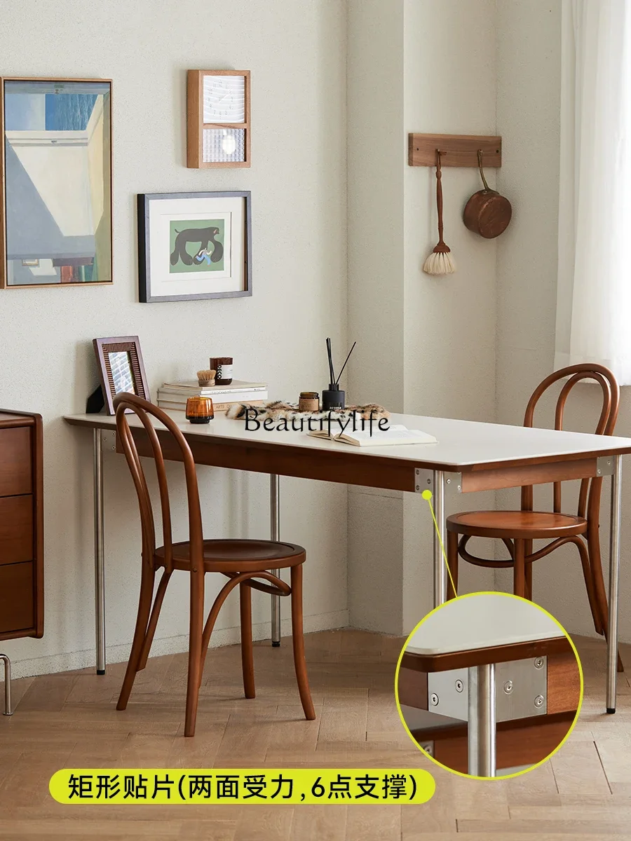 

yj39 Vintage White Nordic Retro Solid Wood Rectangular Natural Wood Dining Table