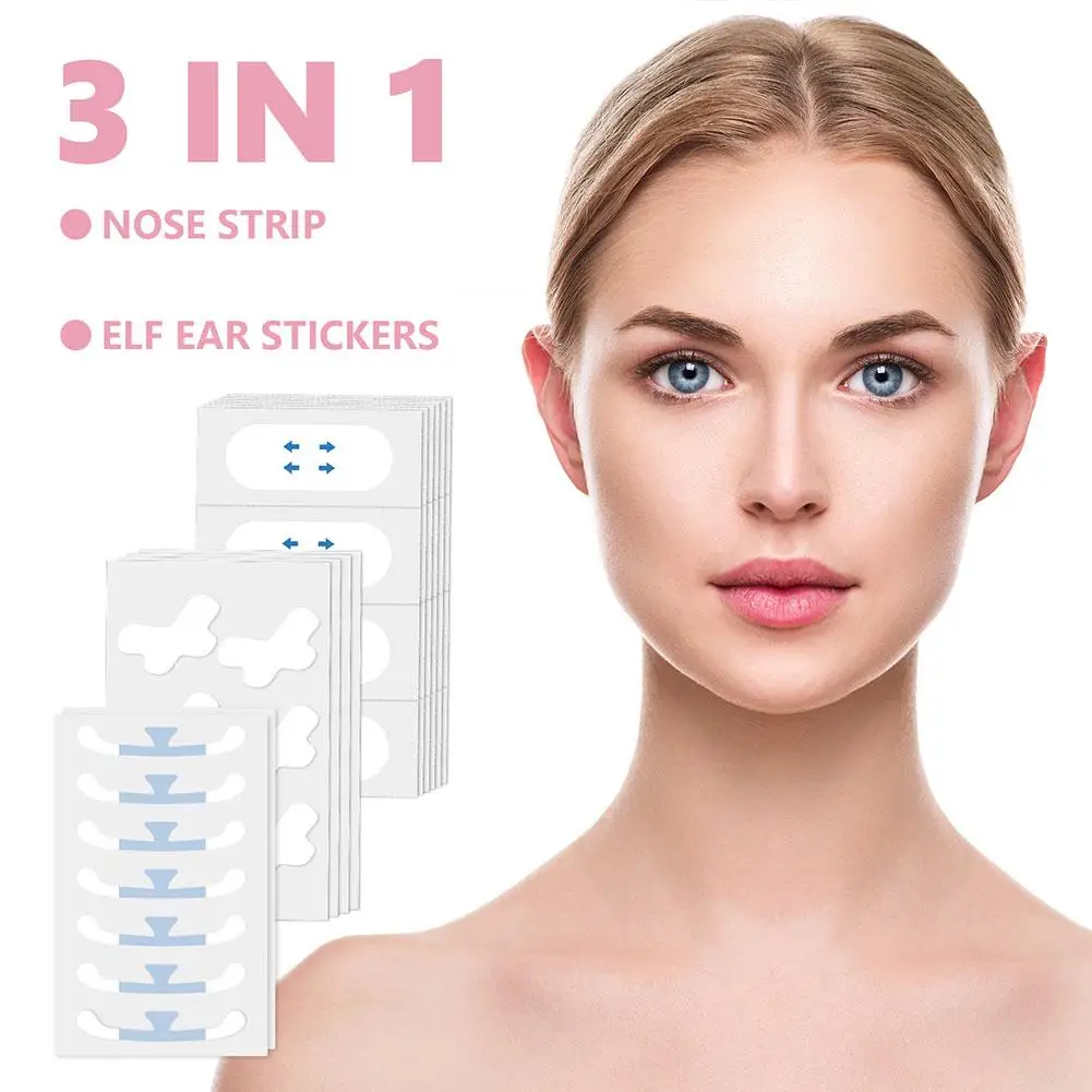 V Shape Face Lift Up Adhesive Tape Transparent 3 In Ear Stretchable Facelift Shaper Invisible Elf Tapes 1 Nose Stickers Q7X6