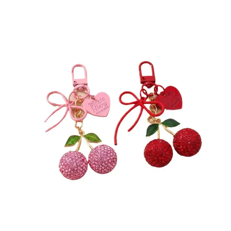 1 Stück Kreatives Herz-Schmetterling-Schleife-Kirsch-Taschenzubehör, Niedlicher Frucht-Kirsch-Schlüsselanhänger, Modischer Autoschlüsselring, Geschenk – Detail 9
