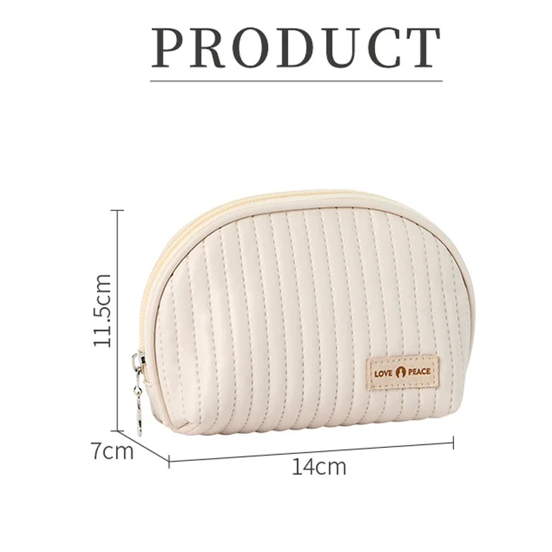 1 Pc Korean Style Creamy Color Makeup Bag Large PU Leather Zipper Women Girls Cosmetic Bag Female Travel Make Up Organizer