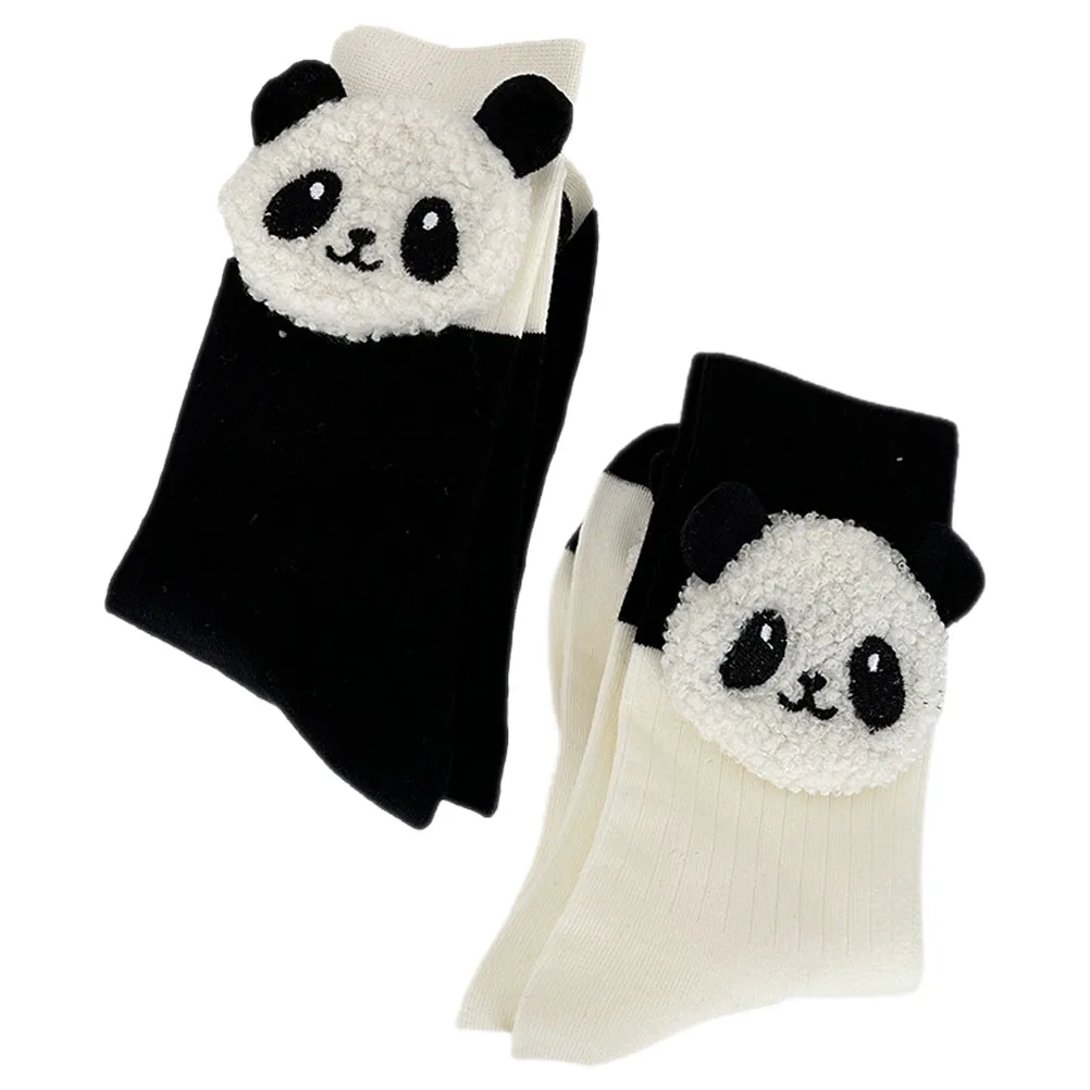 

2 Pairs Panda Socks 3D Design Cute Cotton Animal Thigh Socks for Women Girls Warm Spring Fall Winter Home Dorm Travel Gift