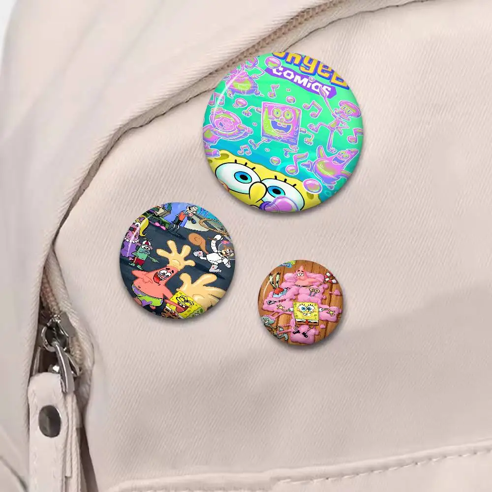 S-Spongebobs Soft Button Pin Bright Printed Icon Gift For Friends Badge Collar Brooch Lapel Pin Metal