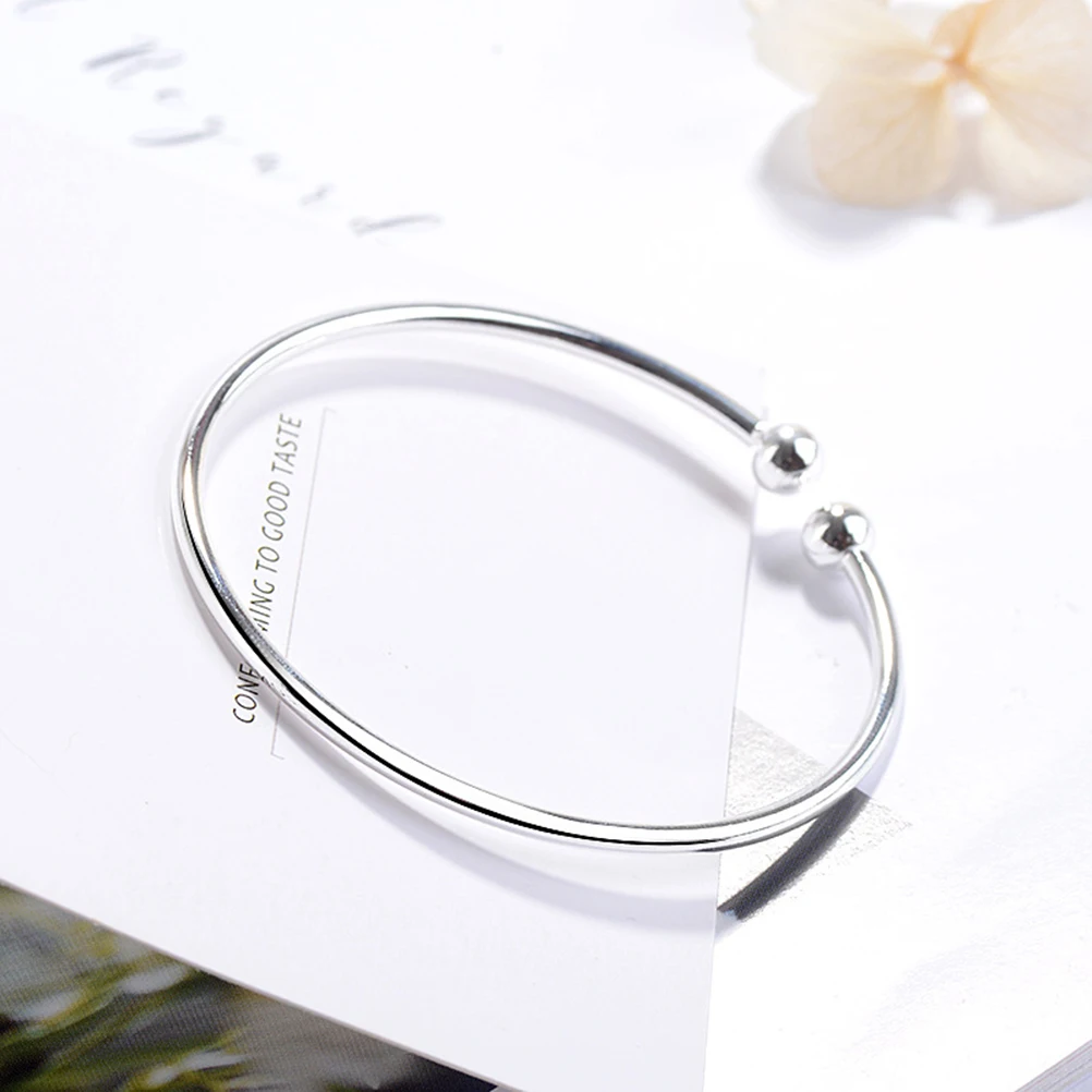 

12 Pcs Garlic Bracelet Silver Plated with Double Bead Versatile Multifunction Simple