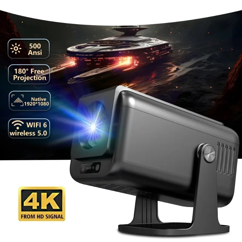 

Умный проектор V1 4K 1080P 500ANSI Android13 Медиа-центр Amlogic 950S Quad Cortex-A53 WiFi6 BT5.0 HDR10+ Проектор