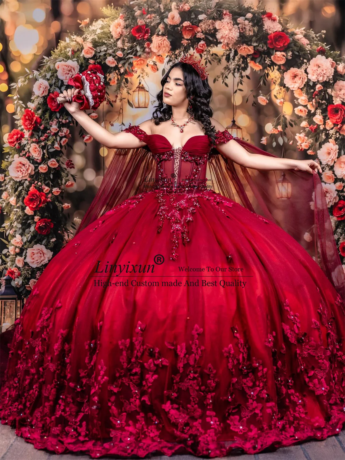 

Бальное платье принцессы, платье Quinceanera с накидкой, 3D-платье с аппликацией в виде платья, индивидуальный корсет, милое платье 16, с открытыми плечами, Vestido De 15 Anos