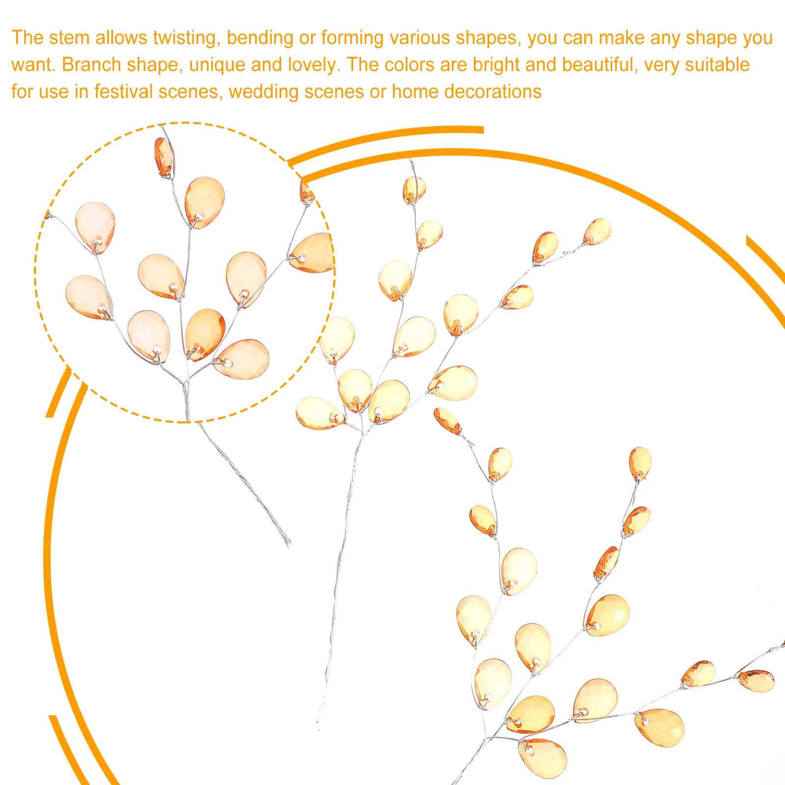 

50Pcs Acrylic Drop Flower Wire Branch Versatile DIY Craft for Special Gift Making DIY Acrylic Bead Flower Bead Stems