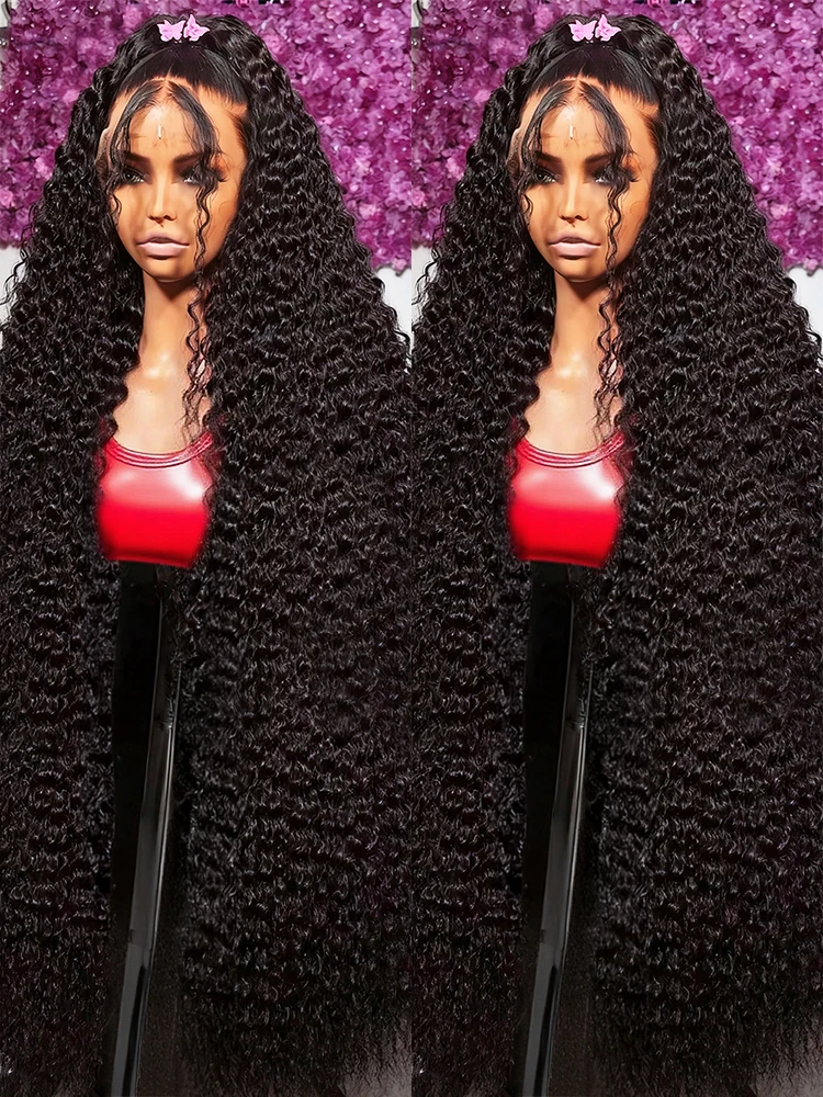 300 كثافة المياه مجعد الدانتيل الباروكات الأمامية غلويليس الشعر البشري للنساء 40 46 بوصة موجة عميقة 13x6 Hd الدانتيل الجبهة باروكة من شعر طبيعي