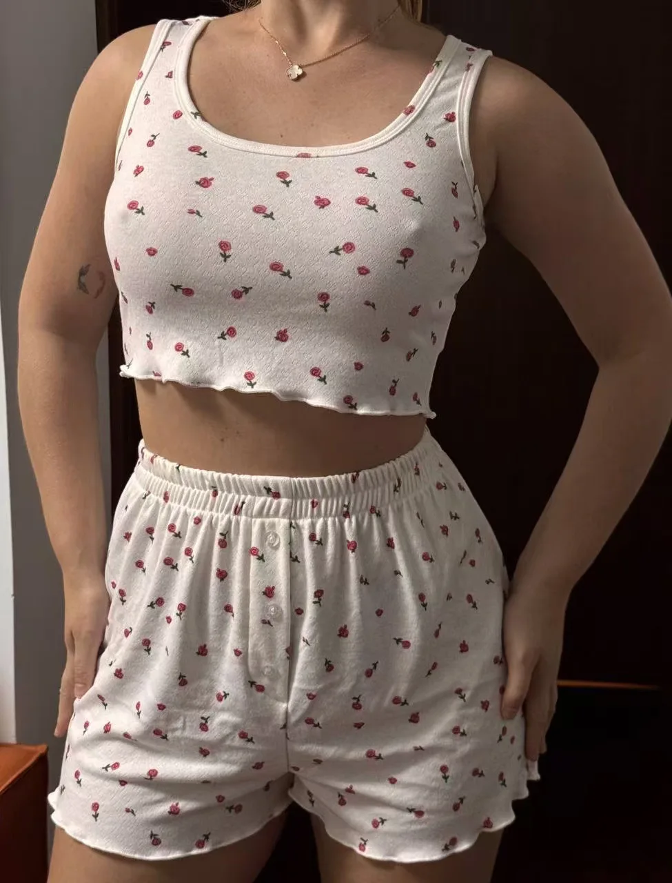 

Женский пижамный комплект Новая Русская Пижама Love Жаккардовый жилет Женская сексуальная одежда для сна