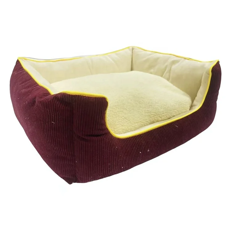 

Wholesale Luxury Washable Square Short Plush Dog Cat Bed Customized Small Dogs Cats Autumn Winter Deep Memory Sleep