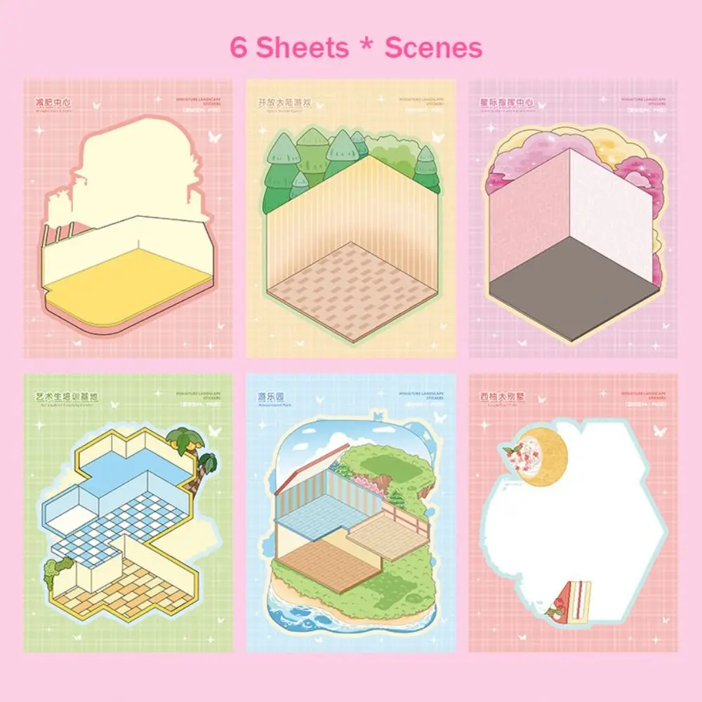 PET Happy Town Miniaturszene Aufkleber Dekompressionsspule Bindung 3D-Habinszene Visuelles Stapeln Miniaturszene Collagenspiele