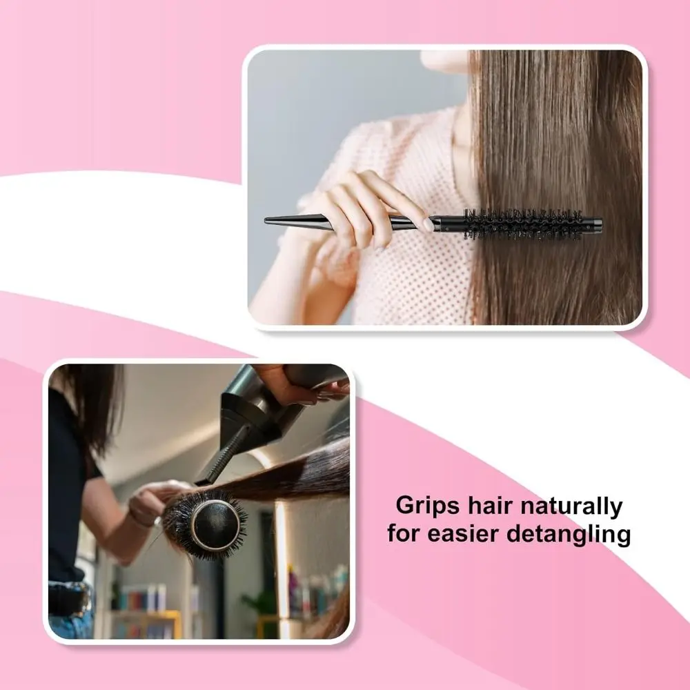 with Smooth Handle Small Curling Brush Styling Hair Brush Mini Quiff Roller Travel Round Brush Portable Nylon Bristles