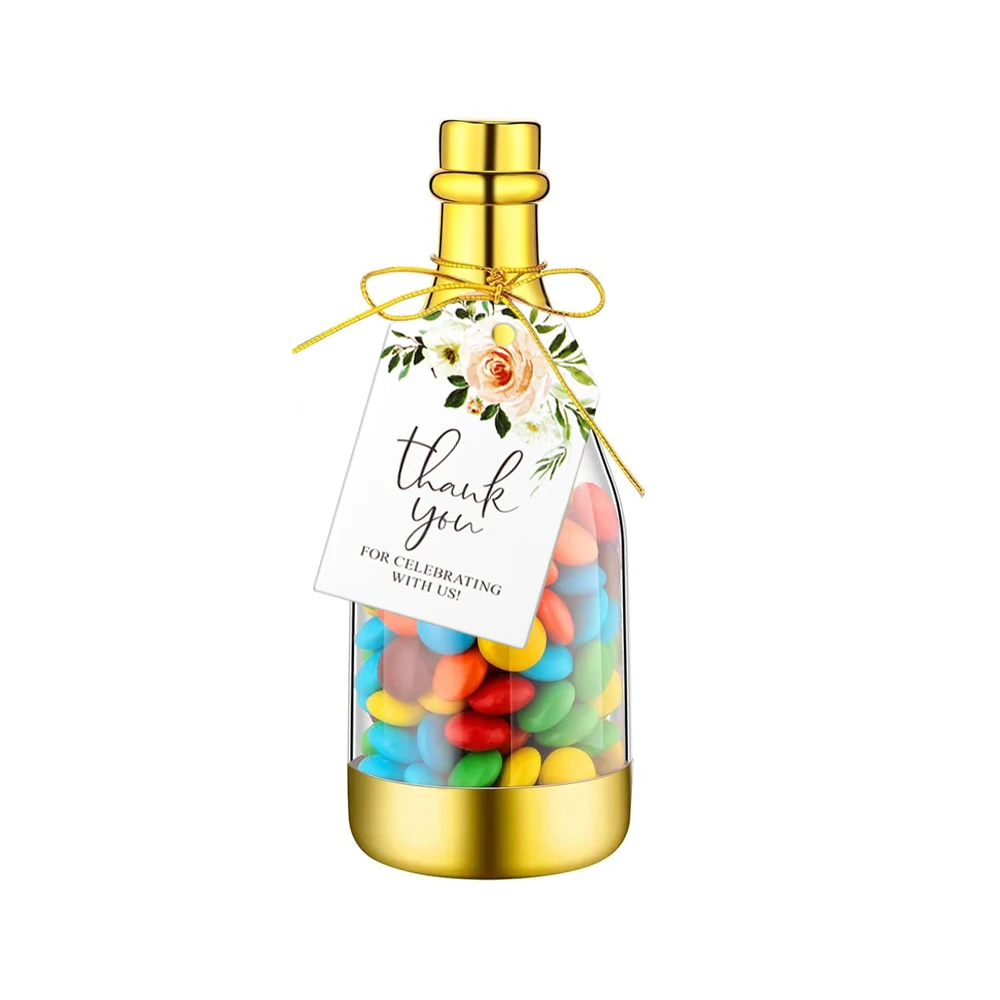 10set, Gold Champagne Bottle-Shaped Candy Gift Boxes, a Perfect Choice for Weddings and Parties.
