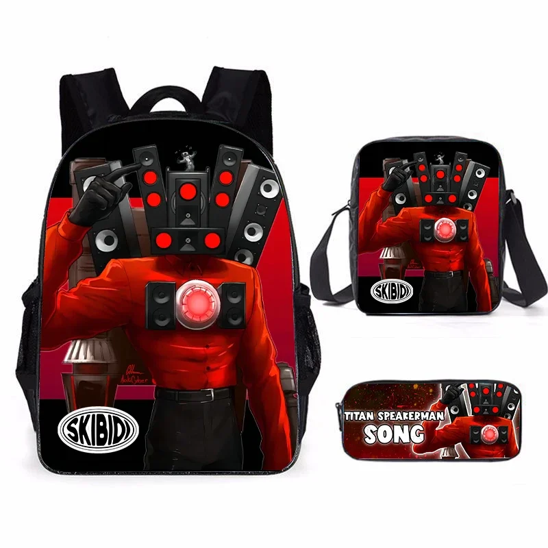 Skibidi 변기 타이탄 스피커맨 어린이 배낭, 십대 어린이 학교 가방, 배낭 애니메이션 여행 배낭 연필 가방