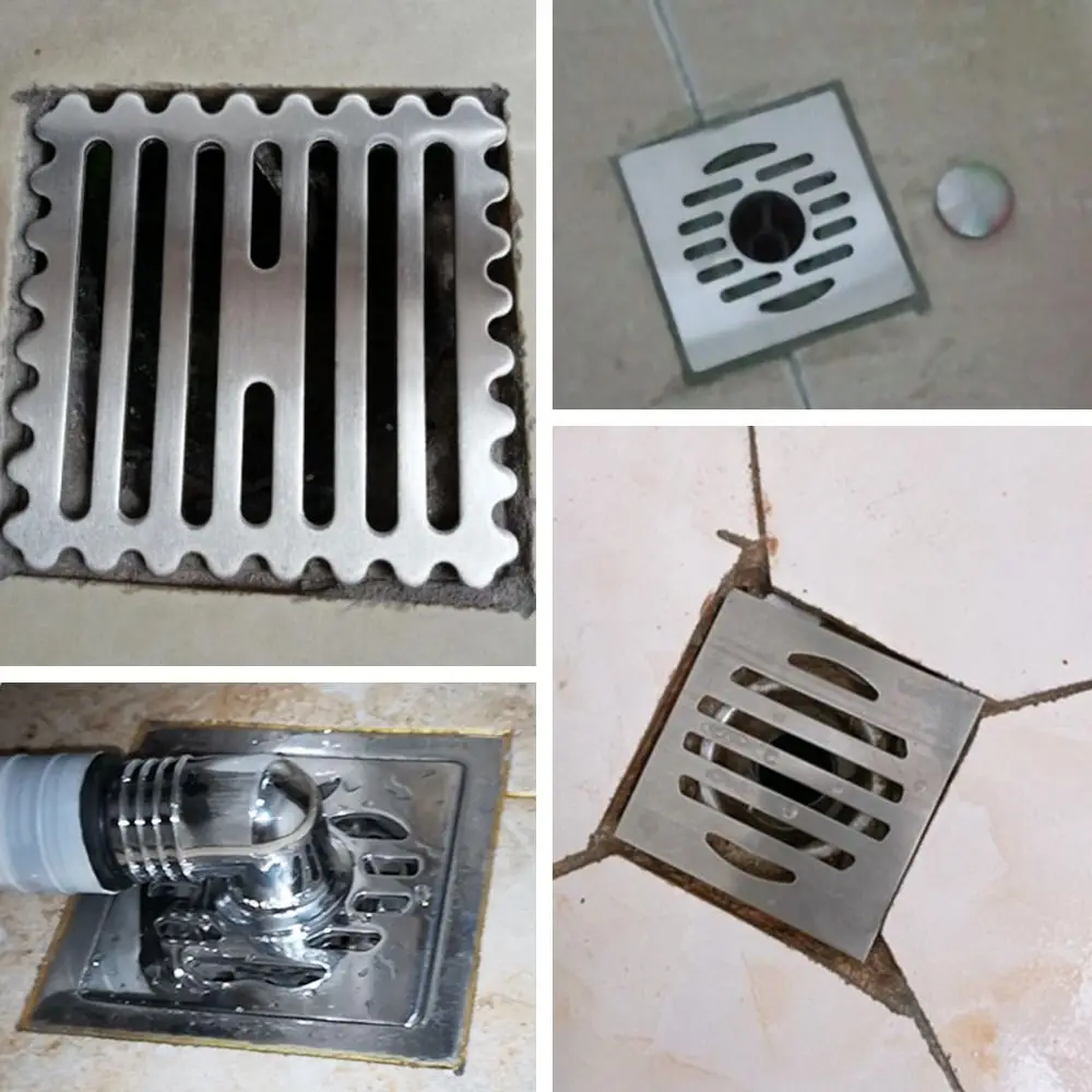 Grille de drain carrée en acier inoxydable, sans rouille, pratique, pour lavabo et douche, pièces de quincaillerie de salle de bain