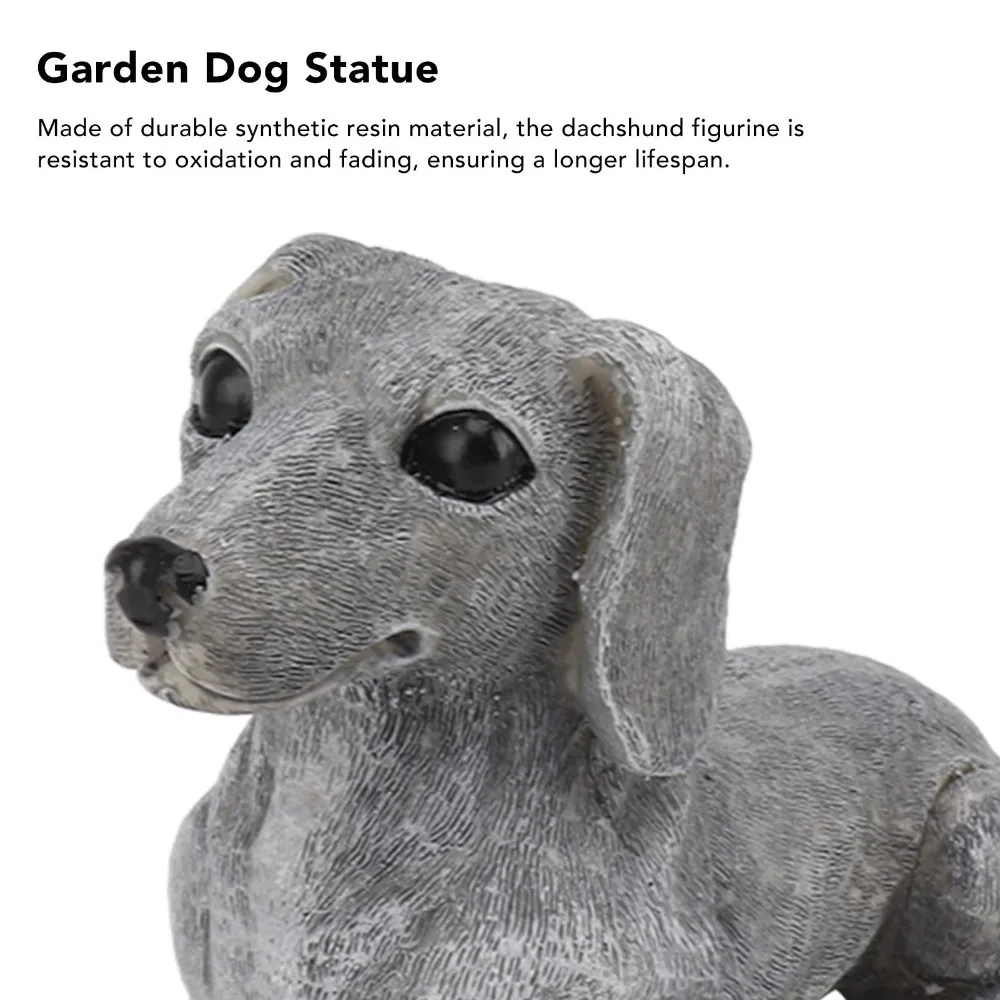 Figura de perro teckel de resina sintética, adorno de escritorio con forma de perro gris, 6,69x4,72 pulgadas