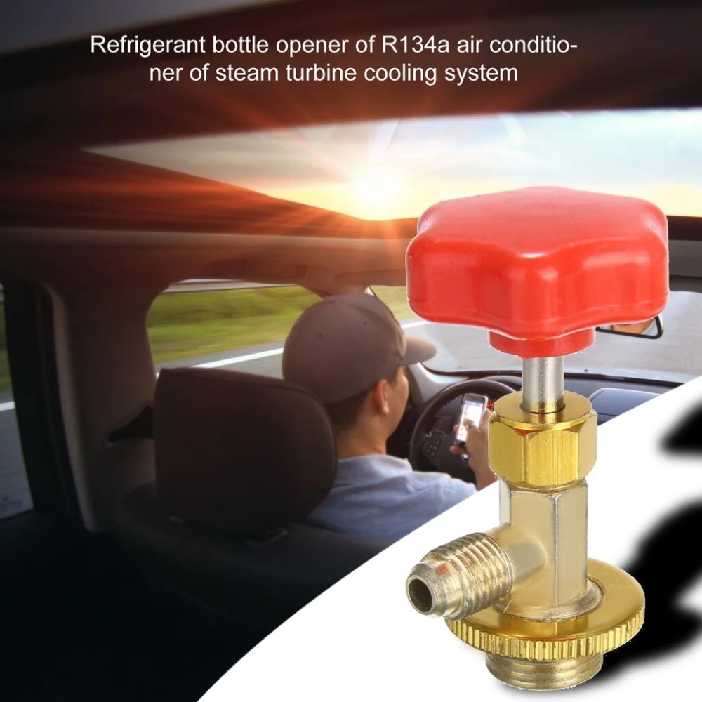 1/4 Thread Connector R134a valve bottle opener Refrigeration Tool R134A Low M14 Car Air Conditioner Refrigerant Bottle Opener