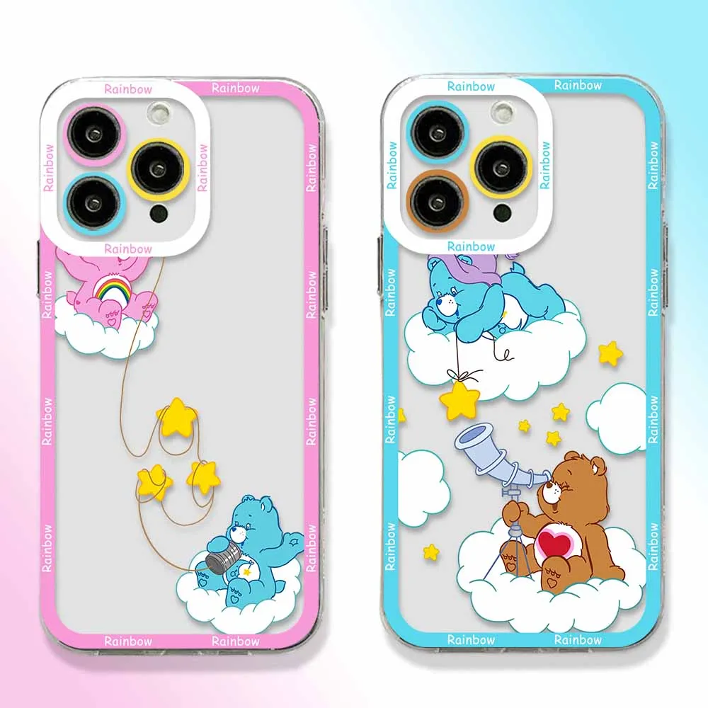 Cute R-Rainbows Bear Phone Case For Samsung S24 S23 S22 S21 S20 S10 FE Note20 Note10 Plus Ultra Lite 5G Clear Soft TPU Cover