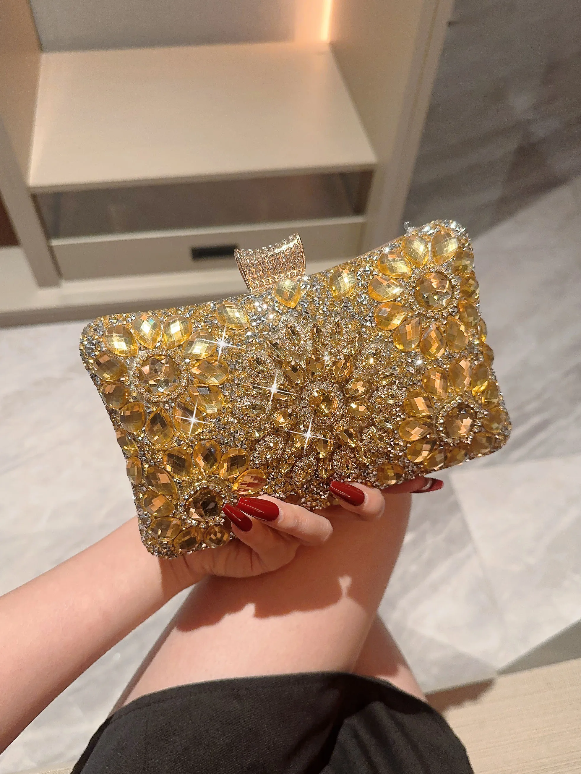 A Glitter Rhinestone Diamond Evening Bag Formal Party Bag Evening Dress Bag Prom Clutch Banquet Bag Chain Bag Wedding Bag Bridal Bag