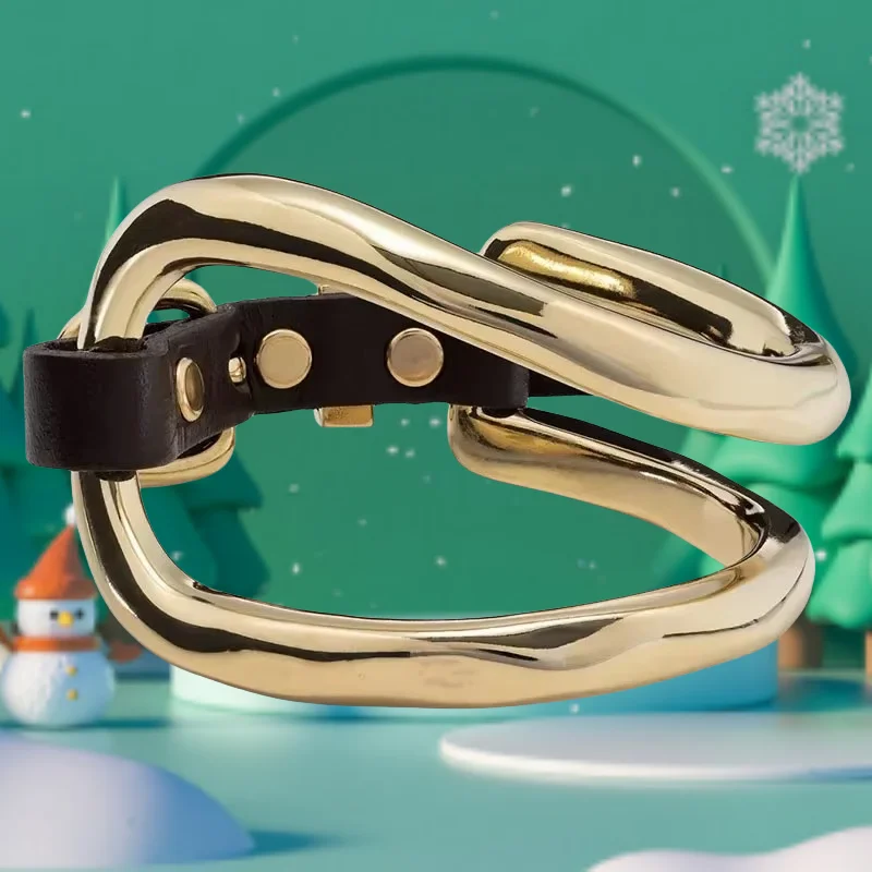 

2025 Unique European and American niche gold geometric belt buckle bracelet as a couple gift