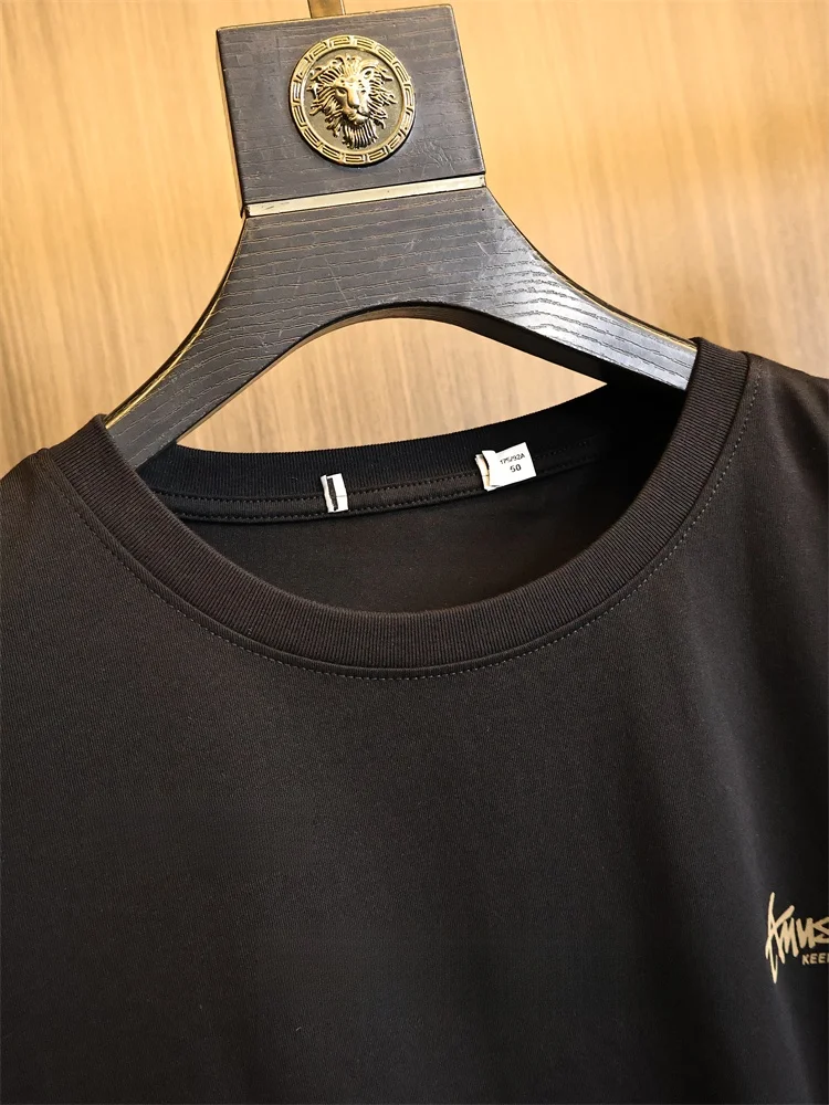 Cooles, weiches, rundes Ne ort Sve-T-Shirt aus Baumwolle für Herren, faionable, vielseitiges Sommer-T-Shirt, moderne Passform, Alltagskleidung