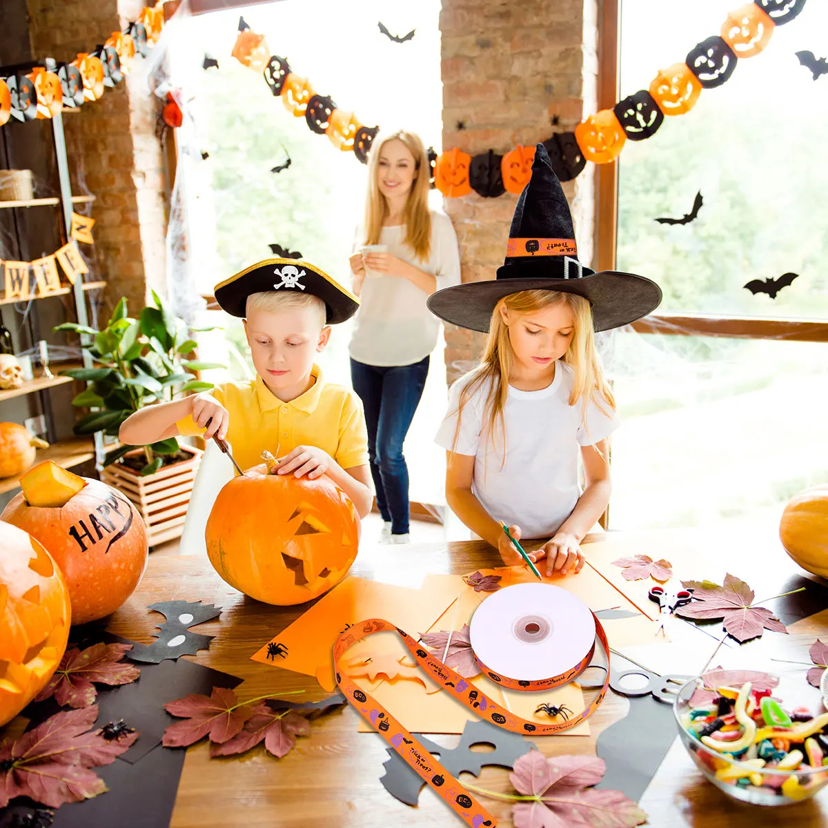 

25 Yards Packing Ribbon Packing Ribbon for Halloween Gift Halloween Supplies Wrapping Home Decoration DIY Supplies