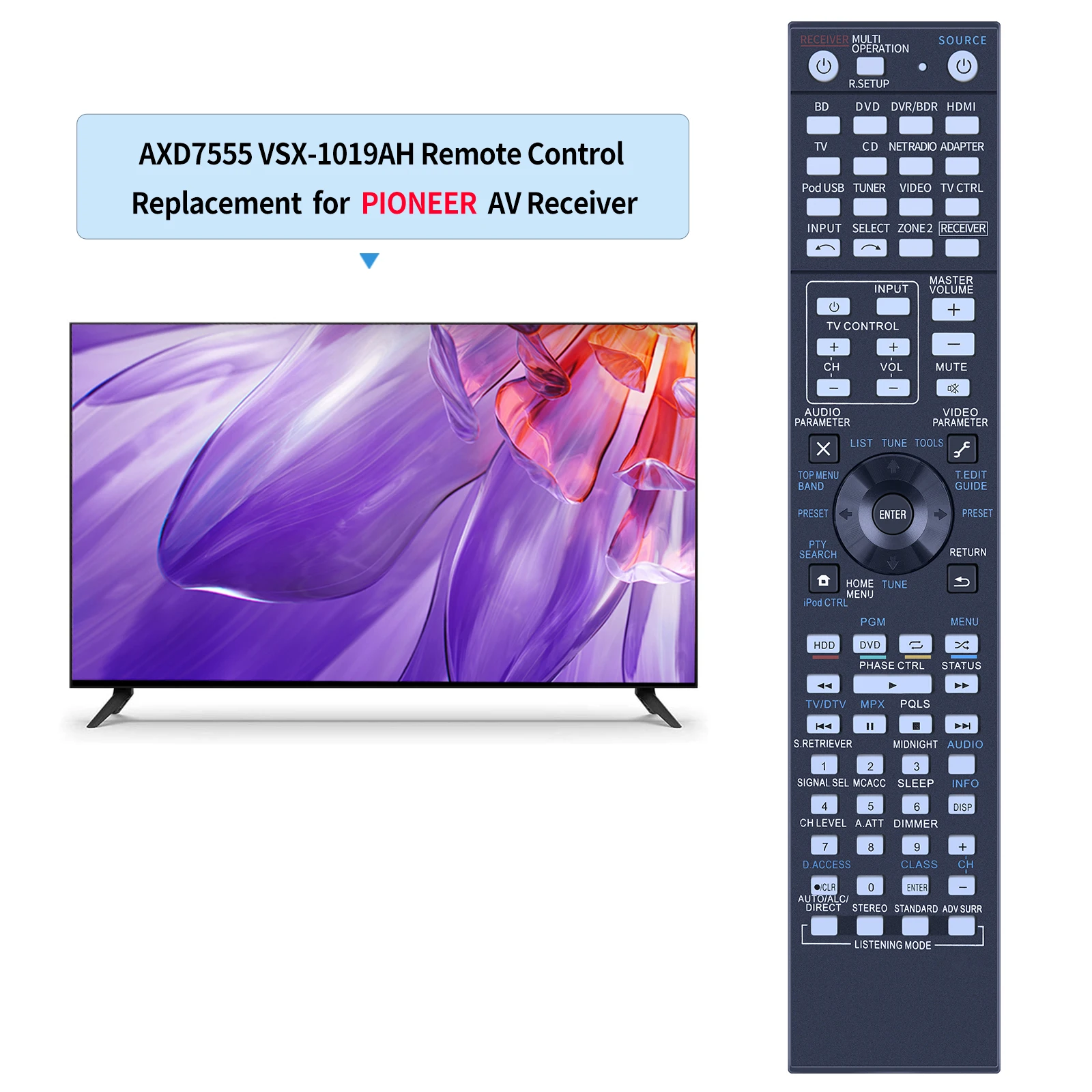 Remote Control for Pioneer VSX-30 VSX-31 AXD7555 AXD7551 VSX-1019AH-K VSX-1019AHK AV Receiver