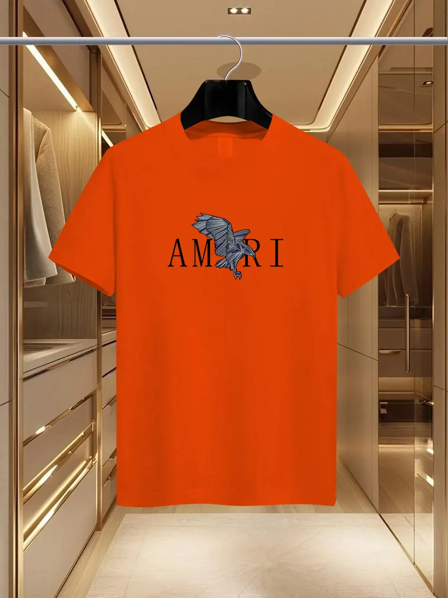 تيشيرتات صيفية فاخرة موديل 2025 مطبوعة ماركة AMI من القطن الخالص برقبة دائرية كاجوال وعصرية Y2K عالية الجودة وعالية الجودة #2