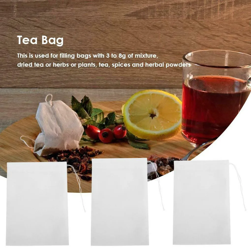 100/300/400/500/1000 Disposable Teabags Empty Scented Tea Bags with String Heal Seal Filter Paper for Herb Loose Tea Kitchen