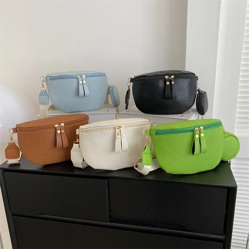 Free Shipping PU Waist Packs Ladies Bags on Sale 2023 High Quality High-capacity Solid Waist Packs Leisure Versatile Pochete