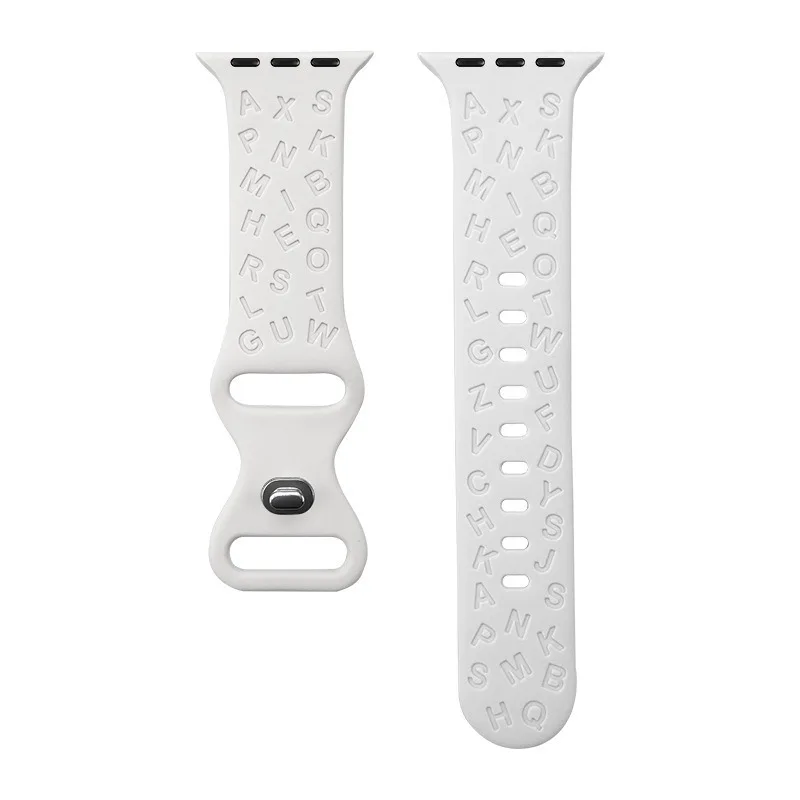 Siliconen Band Voor Apple Watch Ultra2 49Mm 44Mm 40Mm 45Mm 41Mm 38Mm 42Mm Gegraveerde Band Voor Iwatch Serie 9 8 7 6 5 4 Armband