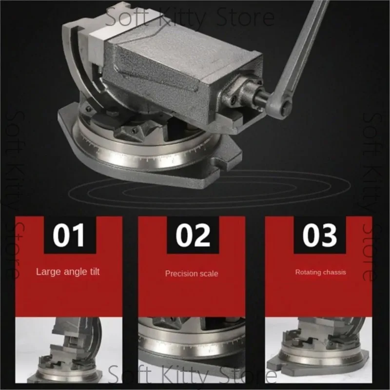 High precision 4 Inch Inclinable Angle Solid Flat Tongs 360-Degree Rotary Precision Taper Vise Precision High Quality