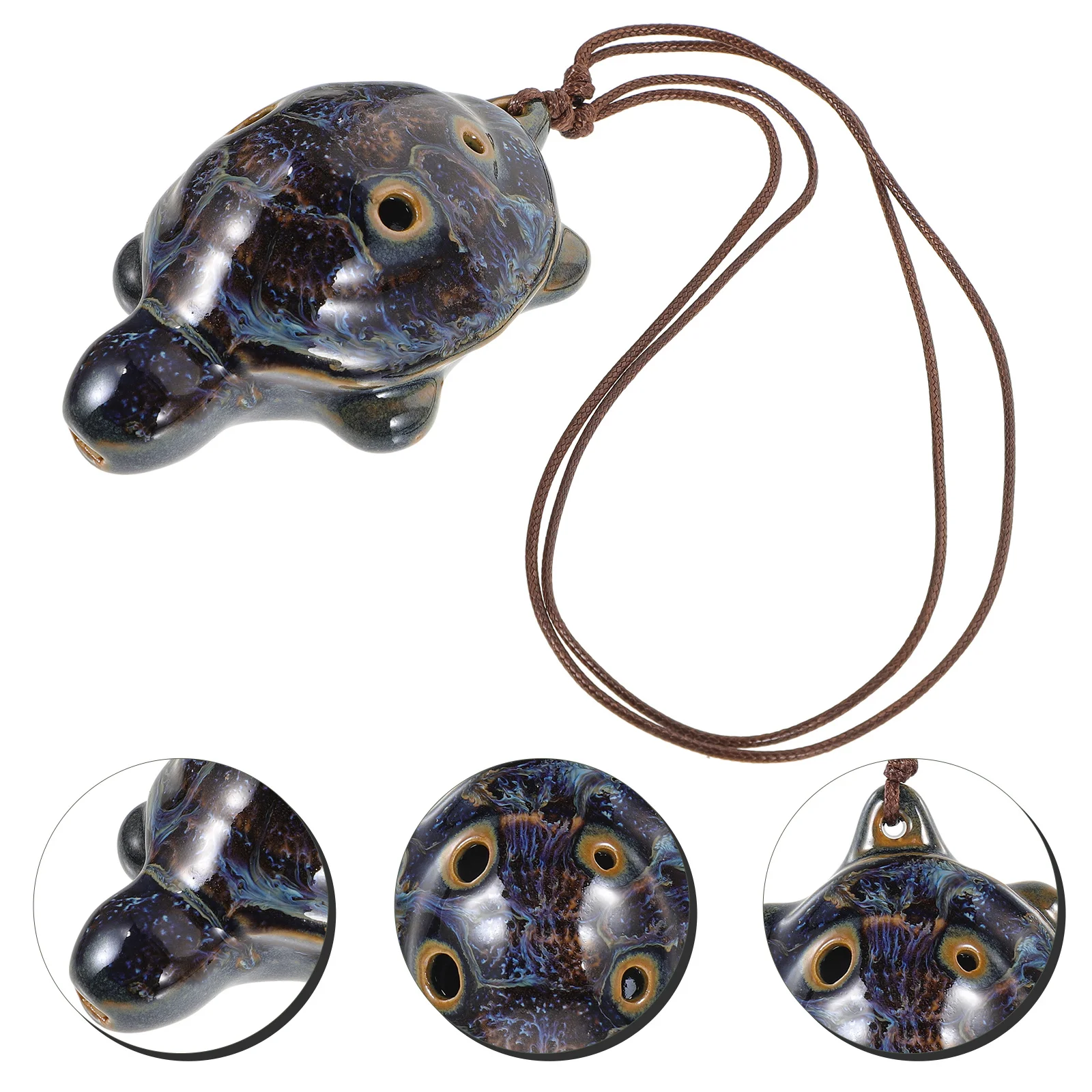 

6 Hole Ceramic Turtle Shaped Ocarina Beginner Wind Instrument for Kids Children Portable Practice Music Instrument