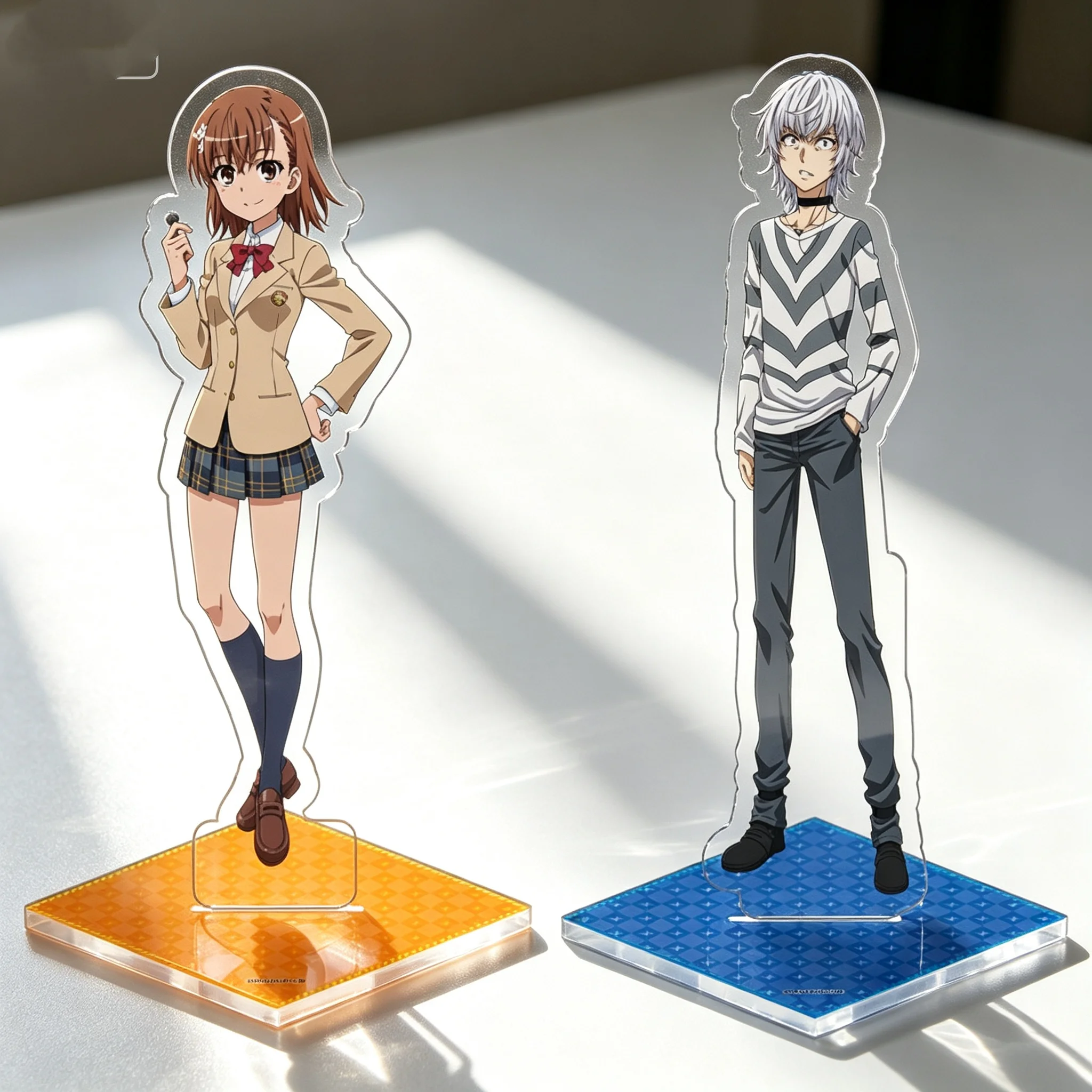 Anime A Certain Magical Index Misaka Mikoto Accelerator Acrylic Stand Model Plate Keychains Desktop Ornament