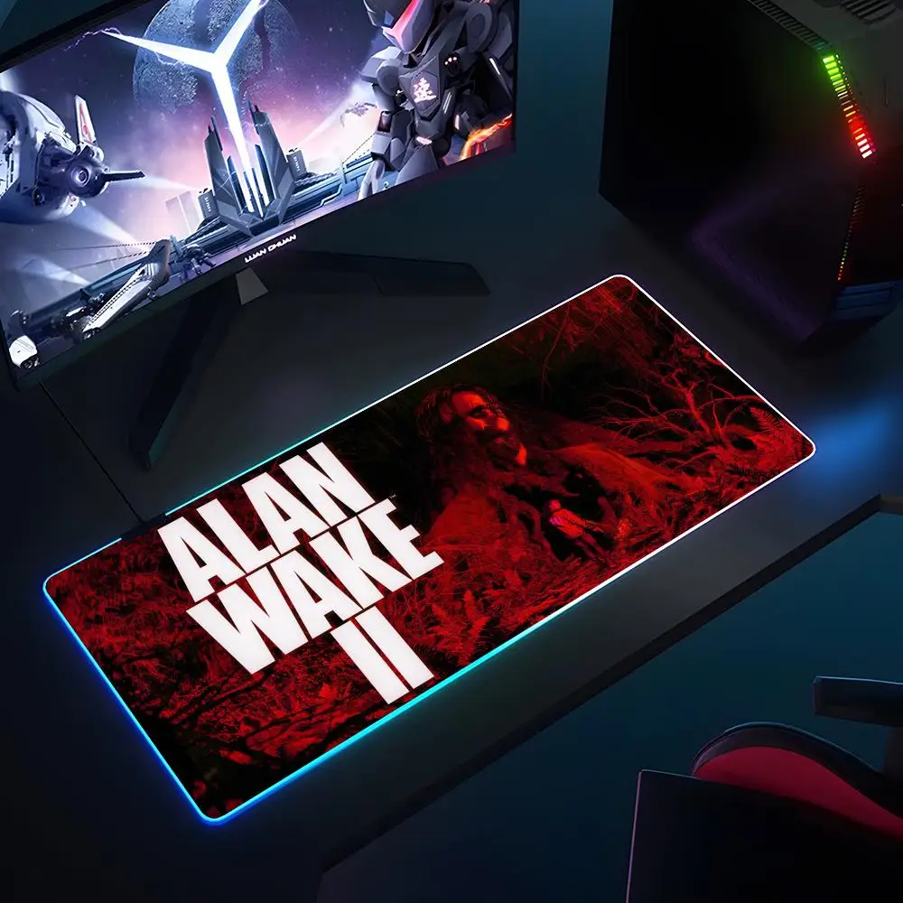 Game Alan Wake 2 Mouse Pad RGB Luminous 900x400x3mm Thickened  Large Table Pad Encrypted Anti Skid Super Large Mouse Pad image 5