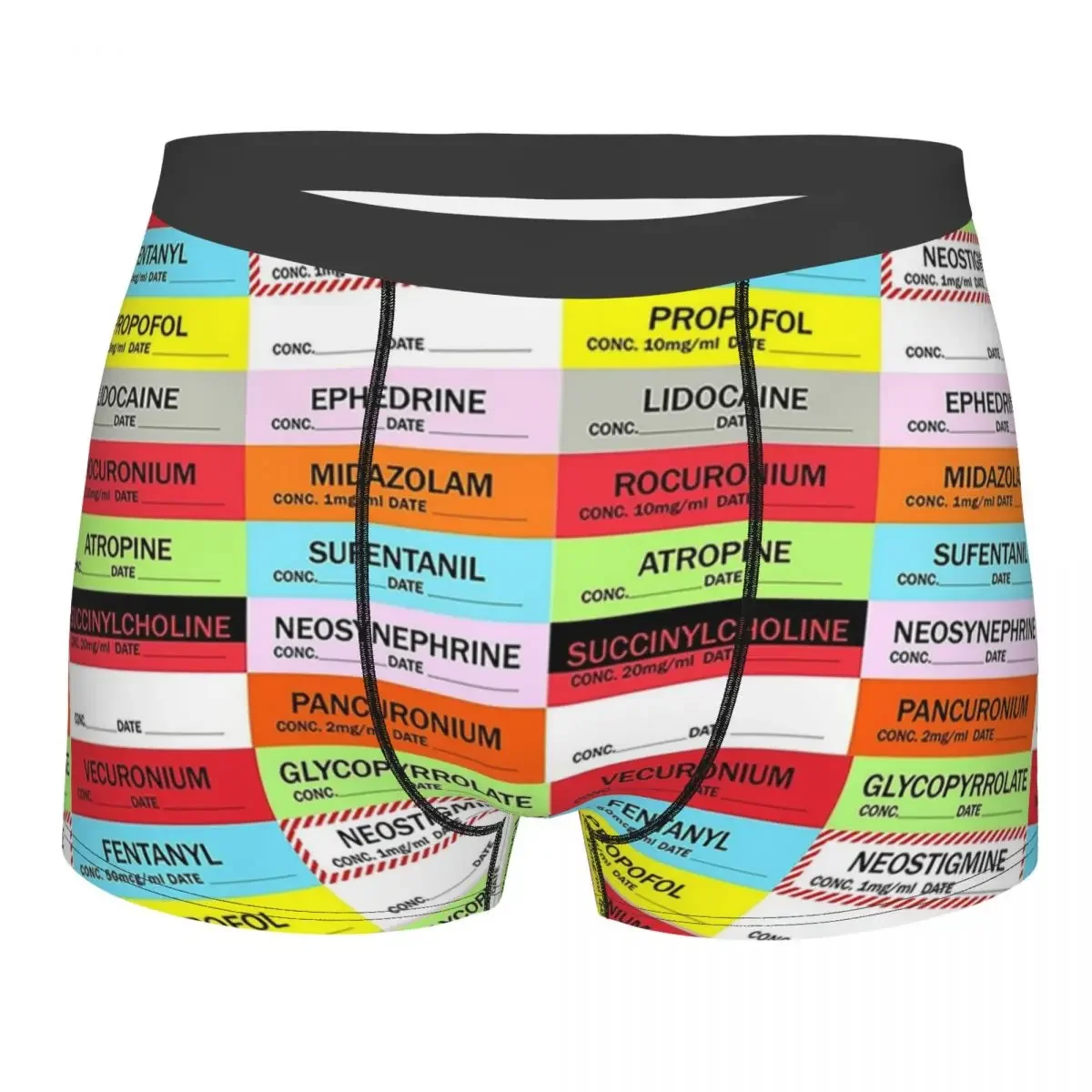 

Anesthesia Medication Labels Underwear Men Stretch Medical Nurse Boxer Briefs Shorts Panties Soft Sexy Underpants For Homme