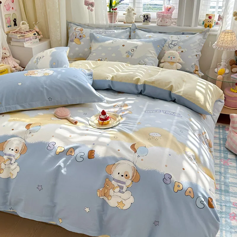 100% Cotton Cute Dog Pattern Duver Cover All Seasons Comfortable Breathable Blanket Covers Skin-friendly Pure Cotton Quilt Cover