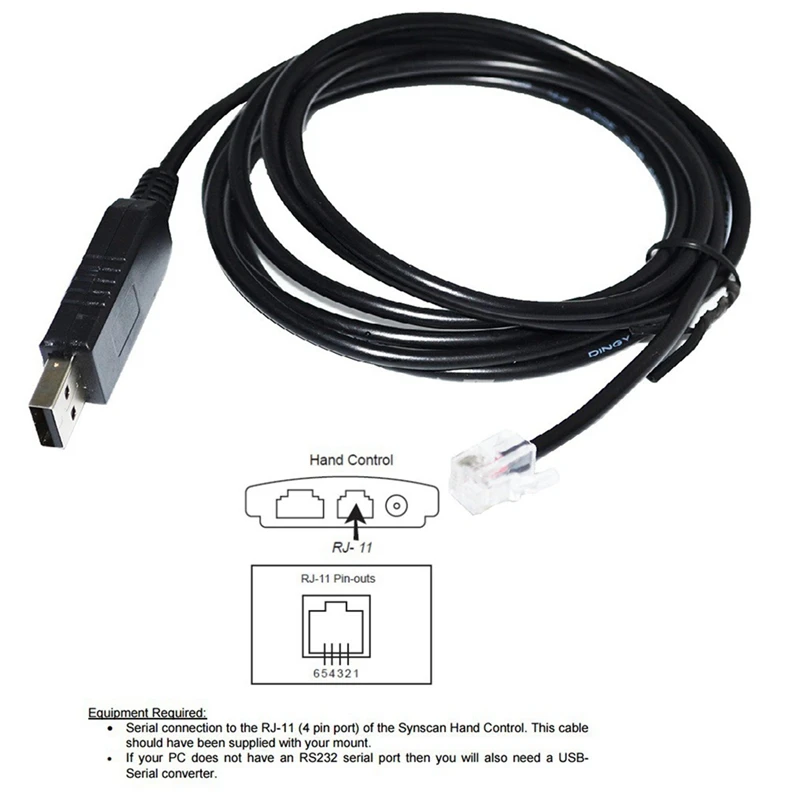 4X USB To Rj11 Rj12 6P4C Adapter Serial Control Cable EQMOD Cable For Az-Gti Mount Pc Connect For Hand Control Cable