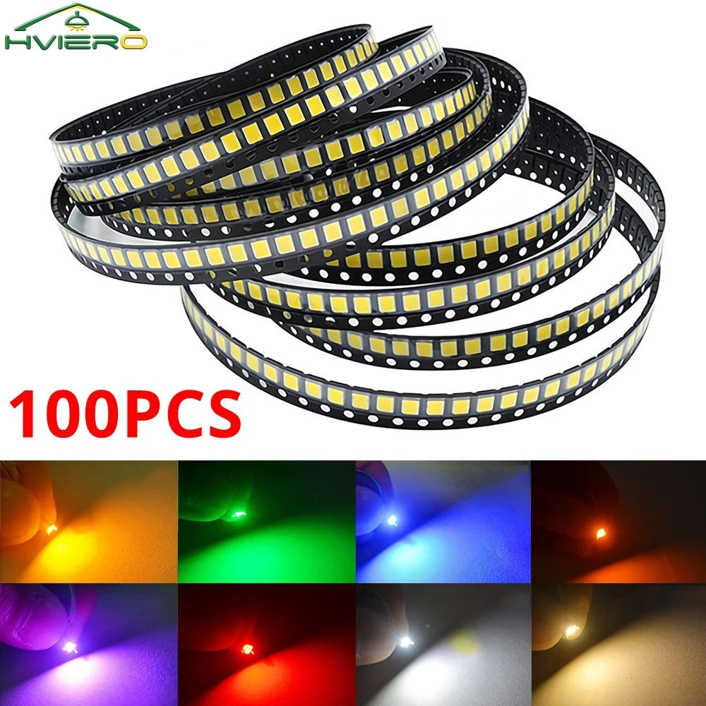 100Pcs 3.3V 2835 5730 3020 Bright Chips SMD LED Red Yellow White Blues RGB Purple Pink Light Emitting Diodes Lighting Atmosphere