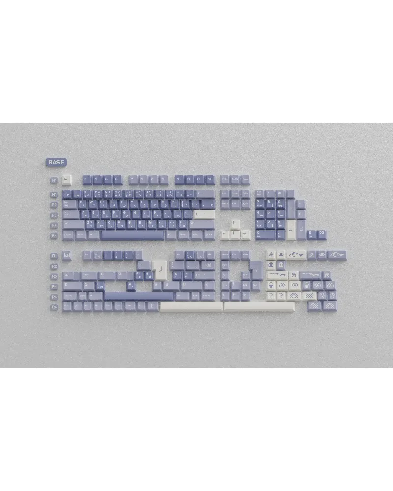 lavender purple japanese fishing keycaps set pbt dye sub keycaps with fish pattern for mechanical keyboards