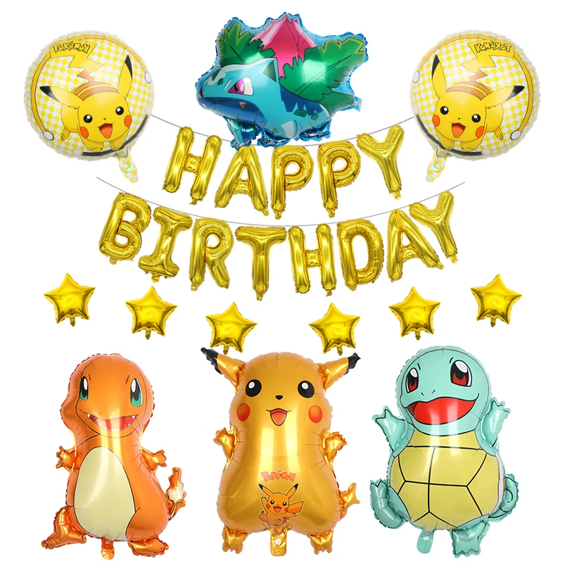 1 Juego de globos de Pokémon con tema de Pikachu, globos decorativos para fiesta de cumpleaños, decoración para fiesta de cumpleaños, Baby Shower,