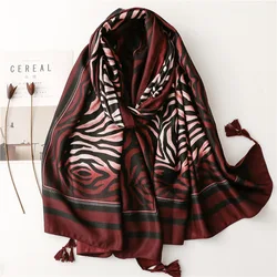 2023 Luxury Cotton Viscose Tassel Scarf for Women Hijab Pashmina Stoles Ombre Zebra Shawl Wraps Female Echarpe Bufandas Femme