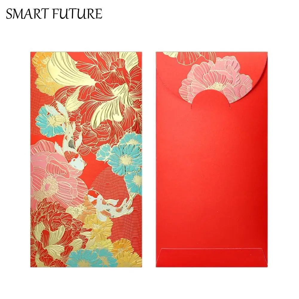 

Cartoon Hot Stamping Chinese New Year red envelopes Solid Embossed Red Packet Rectangular Paper Lucky Money Bag 2025