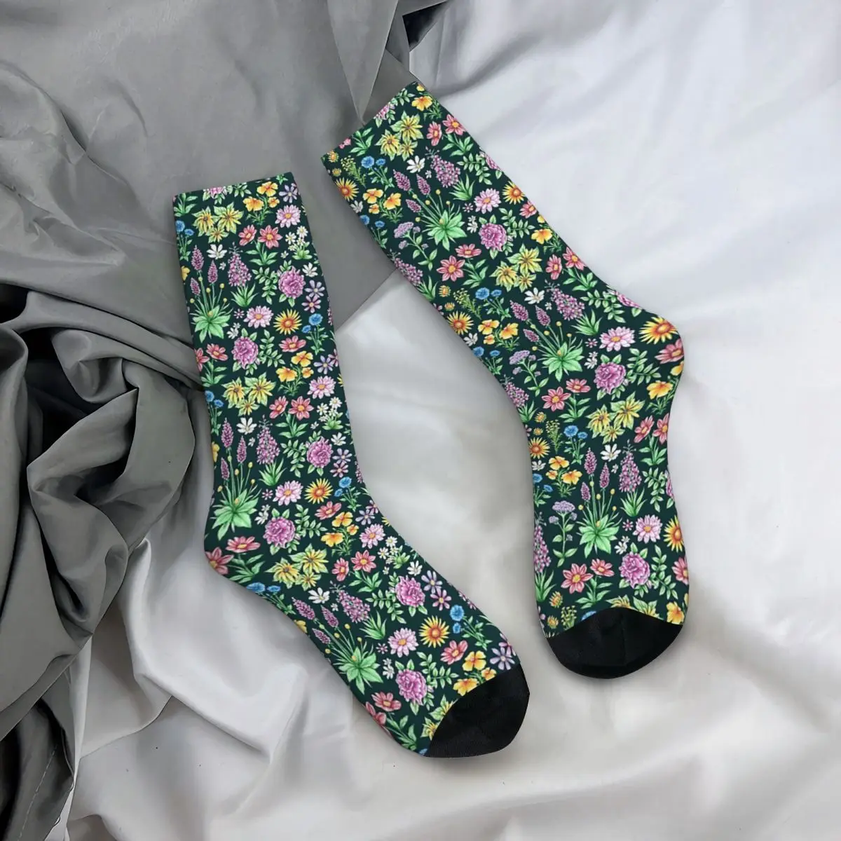 

All Seasons Crew Stockings Floral Spring Flower Plant Pattern Socks Crazy Hip Hop Long Socks for Men Women Valentine's Day Gifts