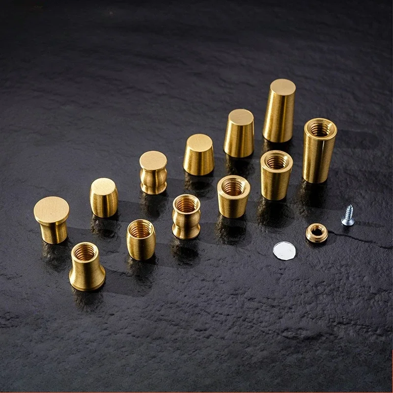 

4Pcs Solid Brass Wooden Base Footrest Pad Golden Wooden Tray Furniture Cups Copper Solid Wood Brass Fittings Small Footrests