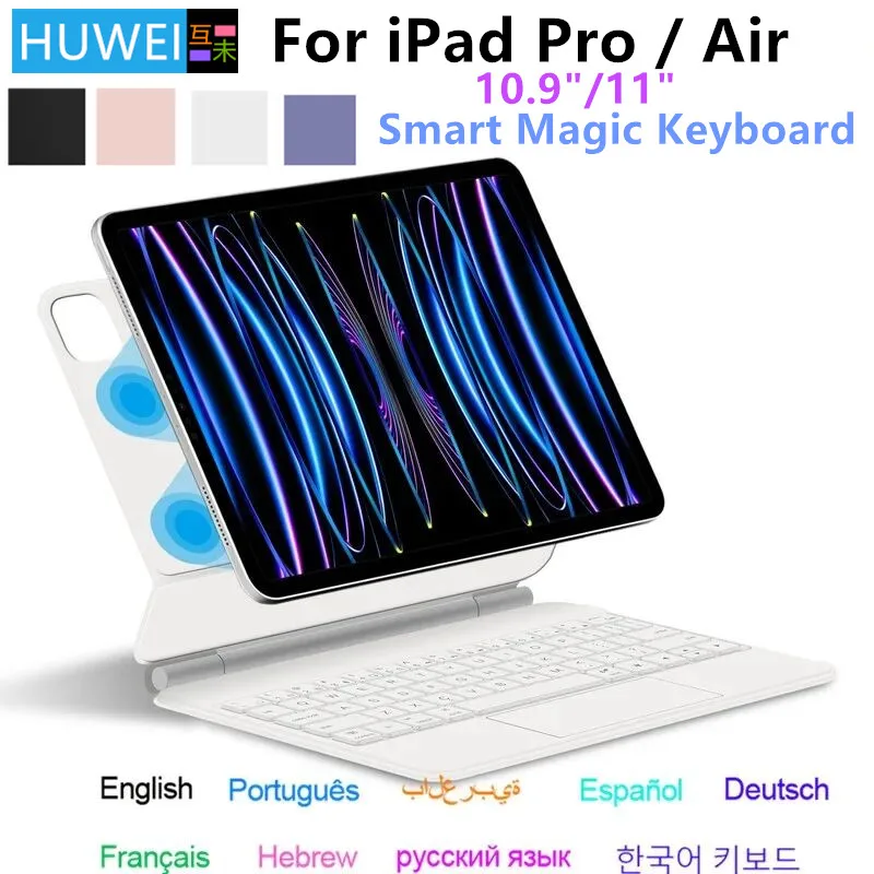 Magic Backlight Keyboard for iPad Air 4 Air 5 iPad Pro 11 1st 2nd 3rd 4th Generation Case Keyboard Spanish Korean AZERT Arabic